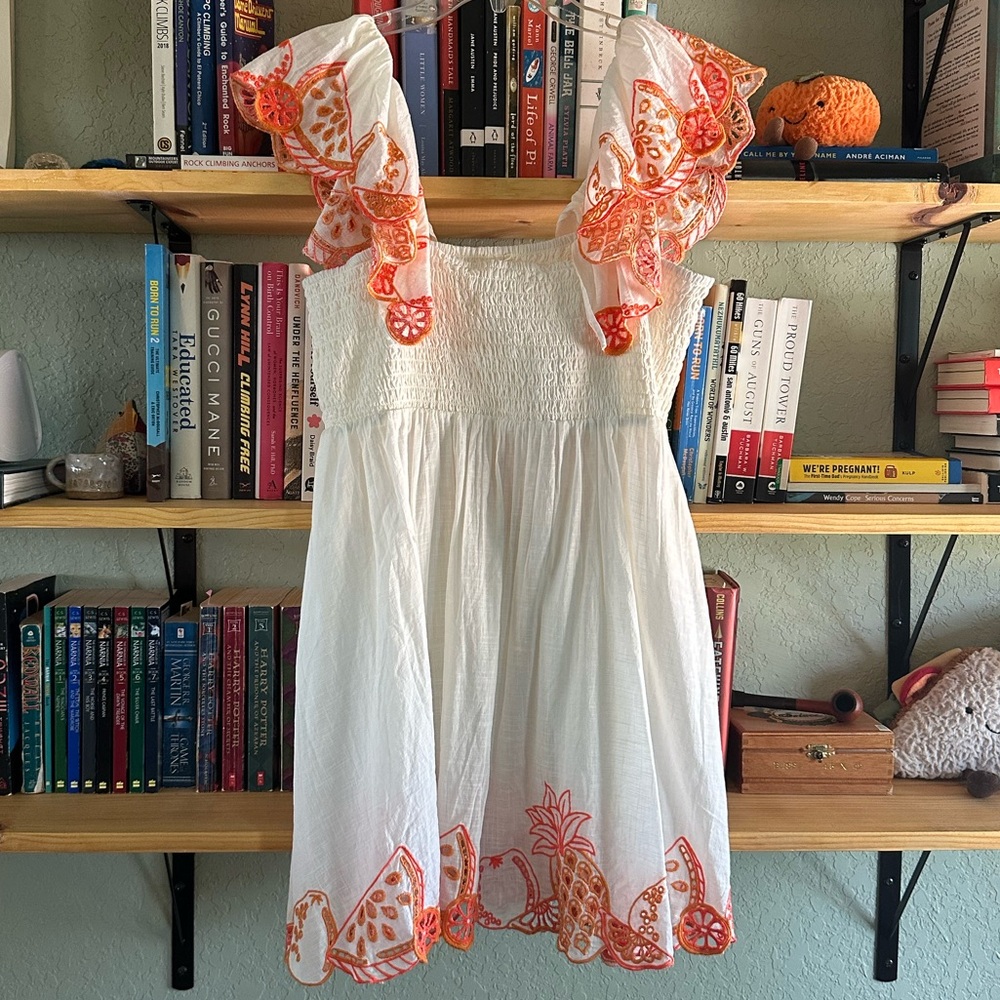 Anthropologie Flutter-Sleeve Square-Neck Mini Dress